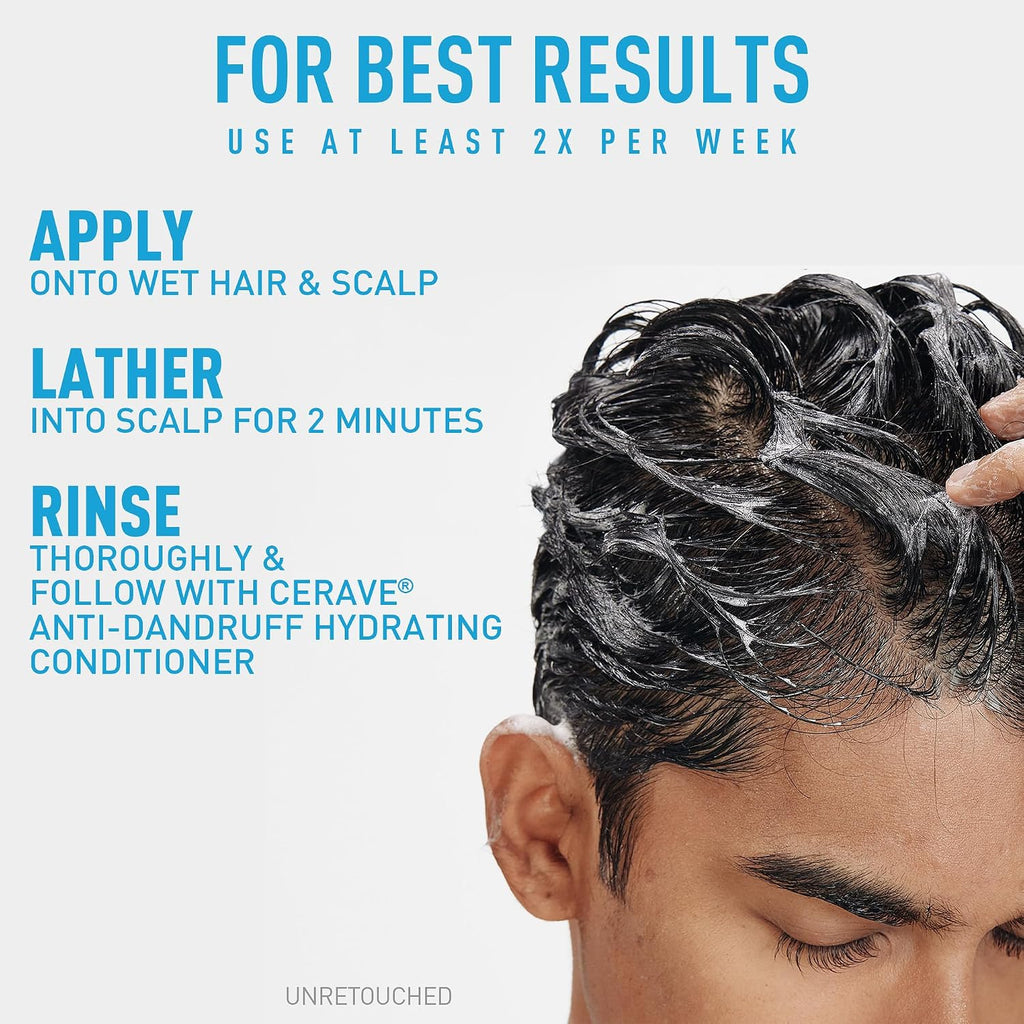 CeraVe Hydrating Anti Dandruff Shampoo and Conditioner Set. Pyrithione Zinc Dandruff Treatment With Ceramides. Hyaluronic Acid & Niacinamide. Helps Elimanate Flakes & Reduce Itchy Scalp