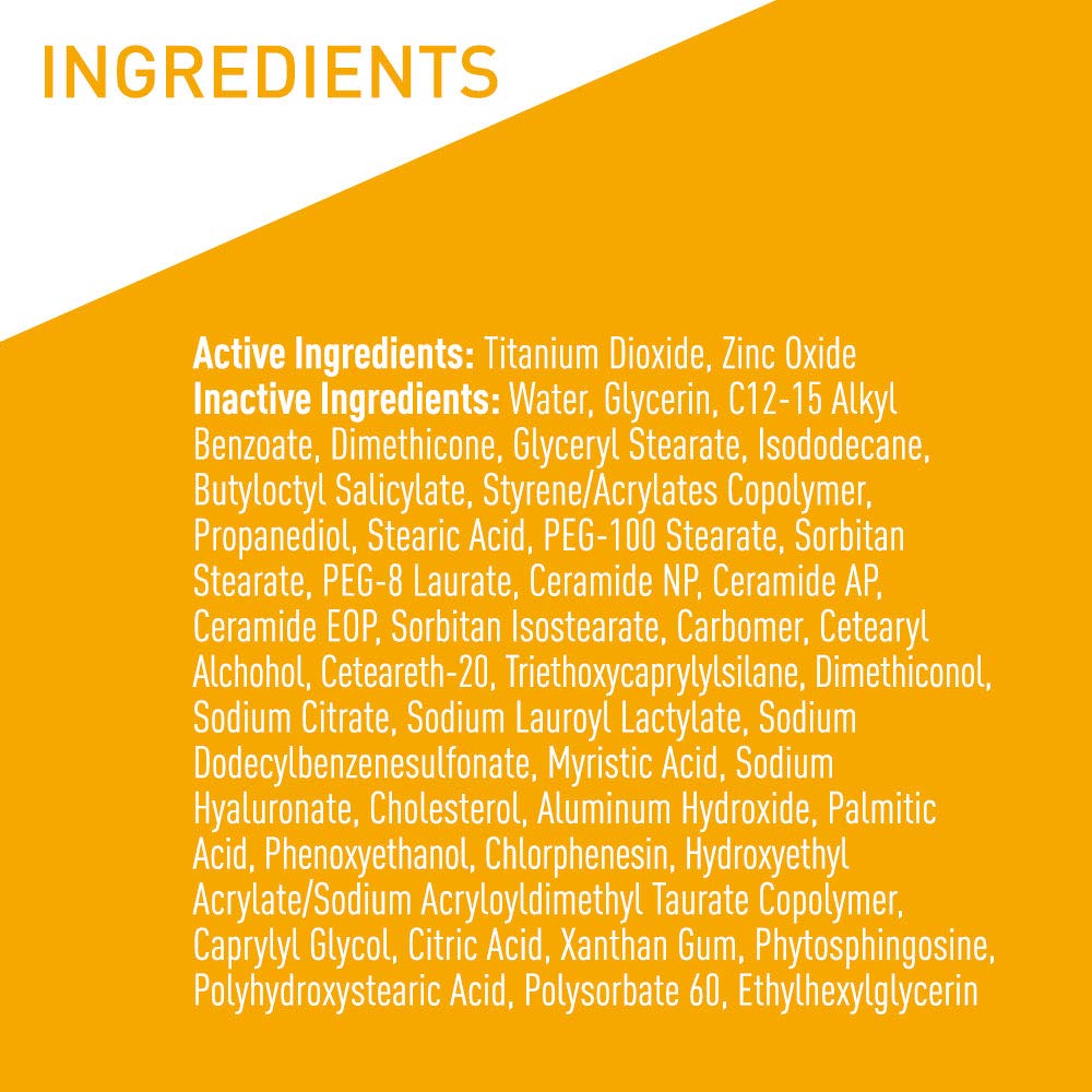 CeraVe 100% Mineral Sunscreen SPF 30 with Zinc Oxide & Titanium Dioxide.Hyaluronic Acid & Ceramides.Oil Free.Non-Greasy.Hydrating Mineral Sunscreen For Body.5 oz.(Pack of 2)